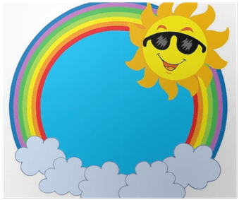 Poster Cartoon Sun Mit Sonnenbrille Im Regenbogenkreis - Cartoon Sun With Sunglasses - Free Transparent PNG Clipart Images Download. - Transparent PNG Free Download | PNGio