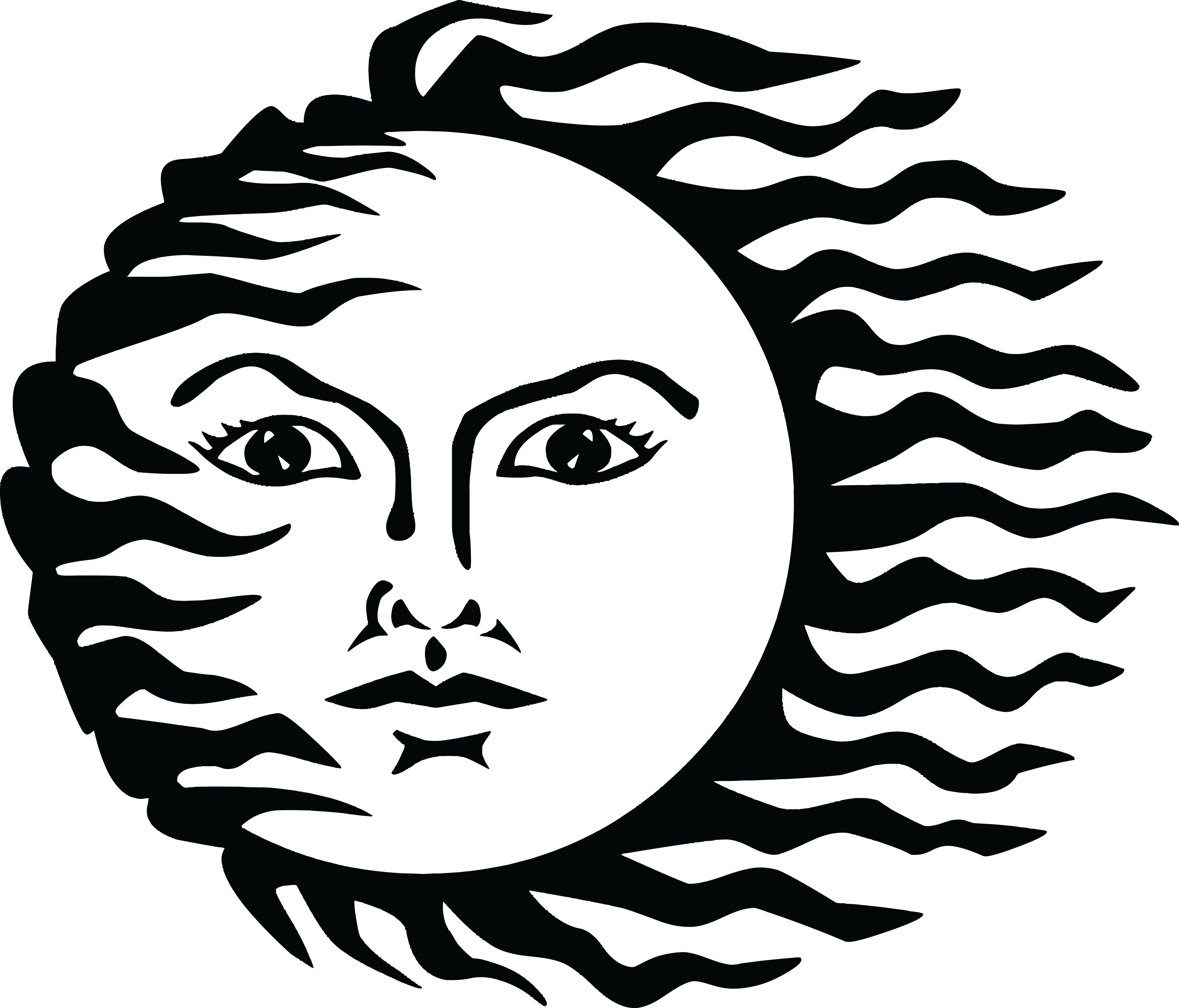 Free Clipart Of A Sun With Hair Waving In The Wind - Sun Black And White Png - Free Transparent PNG Clipart Images Download. - Transparent PNG Free Download | PNGio