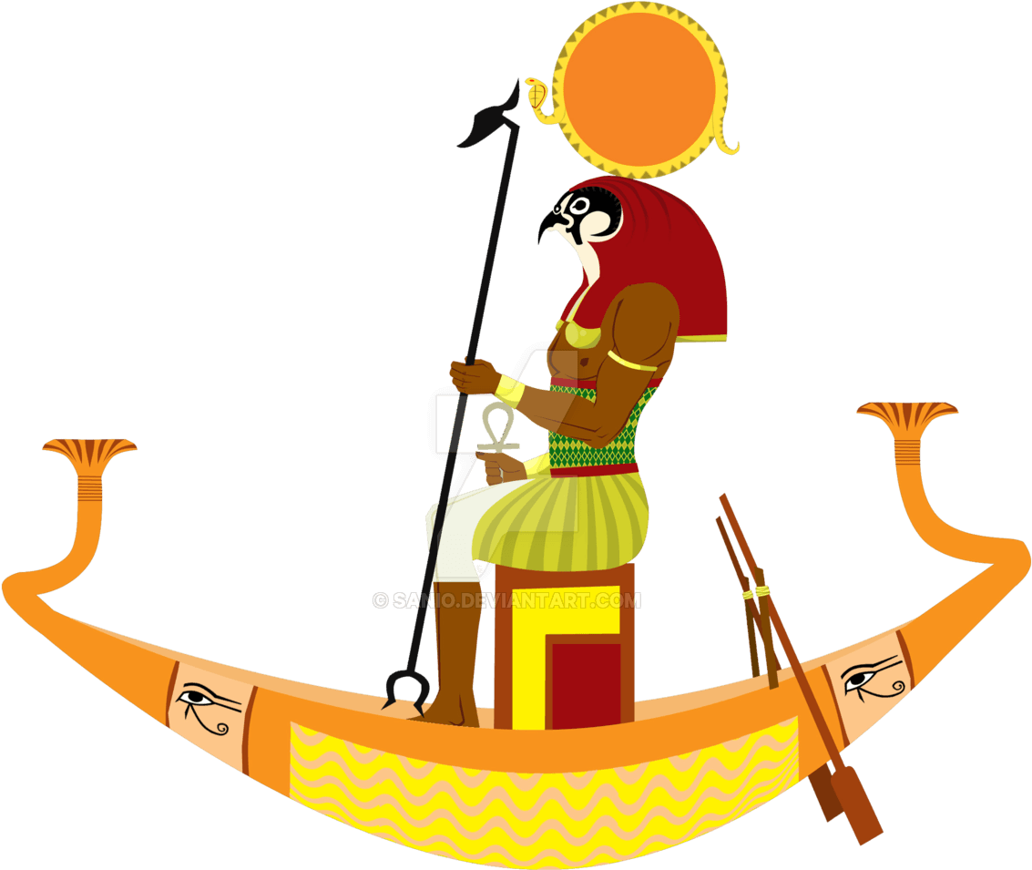 God Ra On A Sun Boat By Sanio - Amon Ra Sun God - Free Transparent PNG Clipart Images Download. - Transparent PNG Free Download | PNGio