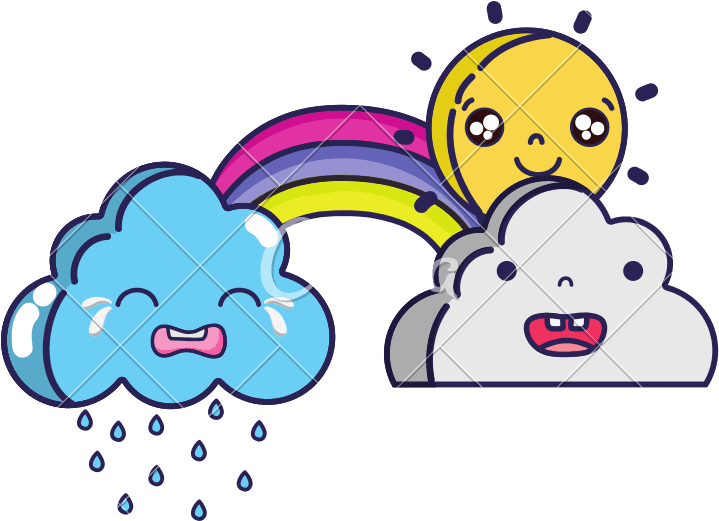 Cute Natural Weather Clouds With Sun And Rainbow Kawaii - Sun Rainbow Kawaii - Free Transparent PNG Clipart Images Download. - Transparent PNG Free Download | PNGio