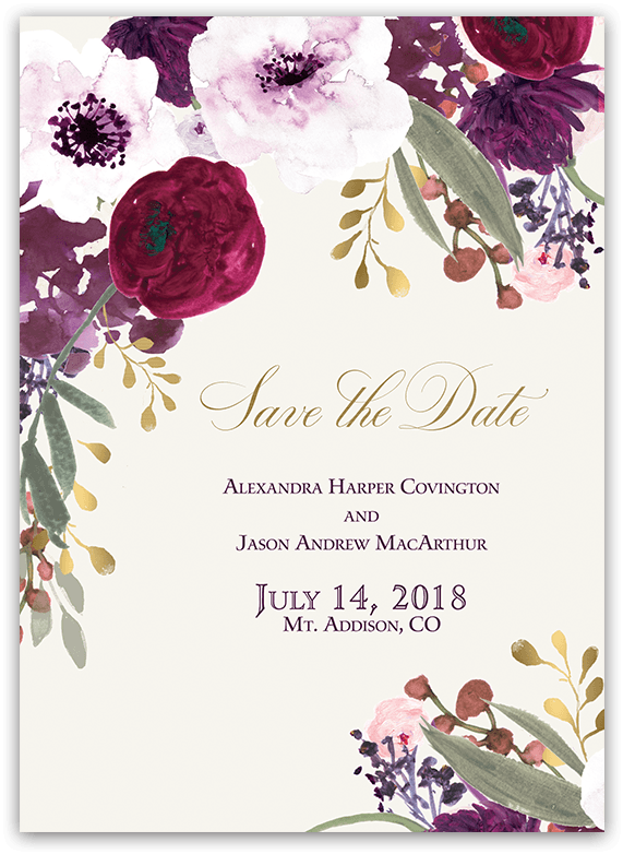 Burgundy And Gold Floral Boho Wedding Save The Date - Blush Floral Wedding Invitation - Free Transparent PNG Clipart Images Download. - Transparent PNG Free Download | PNGio