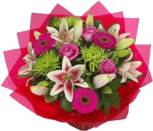 Vibrant Handtied Bouquet From Bethlehem Floral Studio - Pink And Green Wedding Flowers - Free Transparent PNG Clipart Images Download. - Transparent PNG Free Download | PNGio