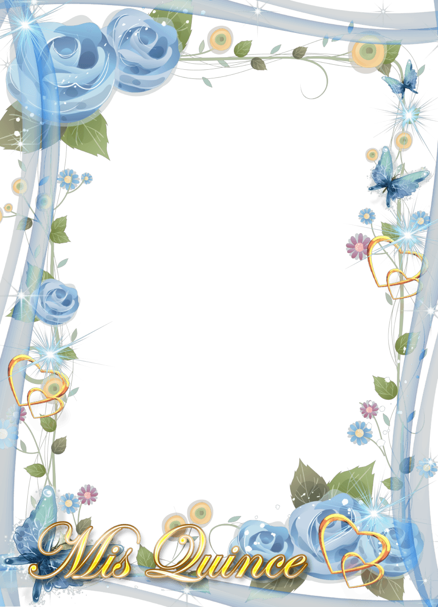 Resultado De Imagen Para Recuadro Con Flores Azules - Wedding Frame Png Blue - Free Transparent PNG Clipart Images Download. - Transparent PNG Free Download | PNGio