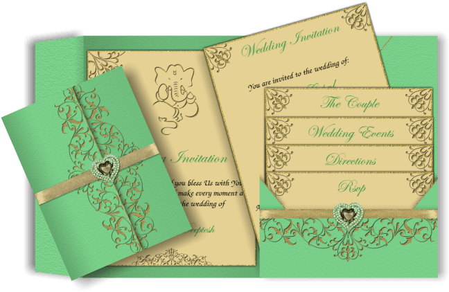 Lime Green & Gold Engraved Effect Indian Email Wedding - Wedding Invitation - Free Transparent PNG Clipart Images Download. - Transparent PNG Free Download | PNGio