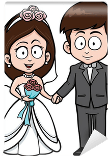 Vector Illustration Of Cartoon Wedding Couple Wall - Wedding Cartoons - Free Transparent PNG Clipart Images Download. - Transparent PNG Free Download | PNGio