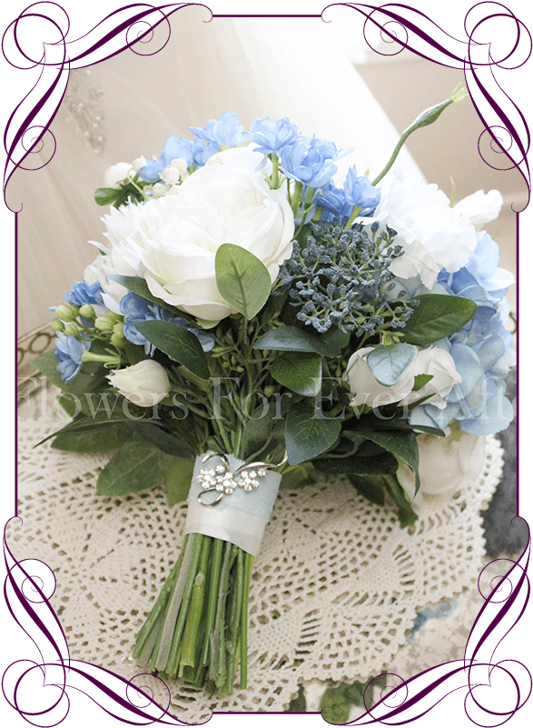 Silk Artificial Bridal Posy Bouquet With Light Blue, - Bouquet - Free Transparent PNG Clipart Images Download. - Transparent PNG Free Download | PNGio