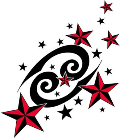 Red Nautical Stars And Cancer Zodiac Tattoo Design - Zodiac Sign Cancer Tattoo Designs - Free Transparent PNG Clipart Images Download. - Transparent PNG Free Download | PNGio