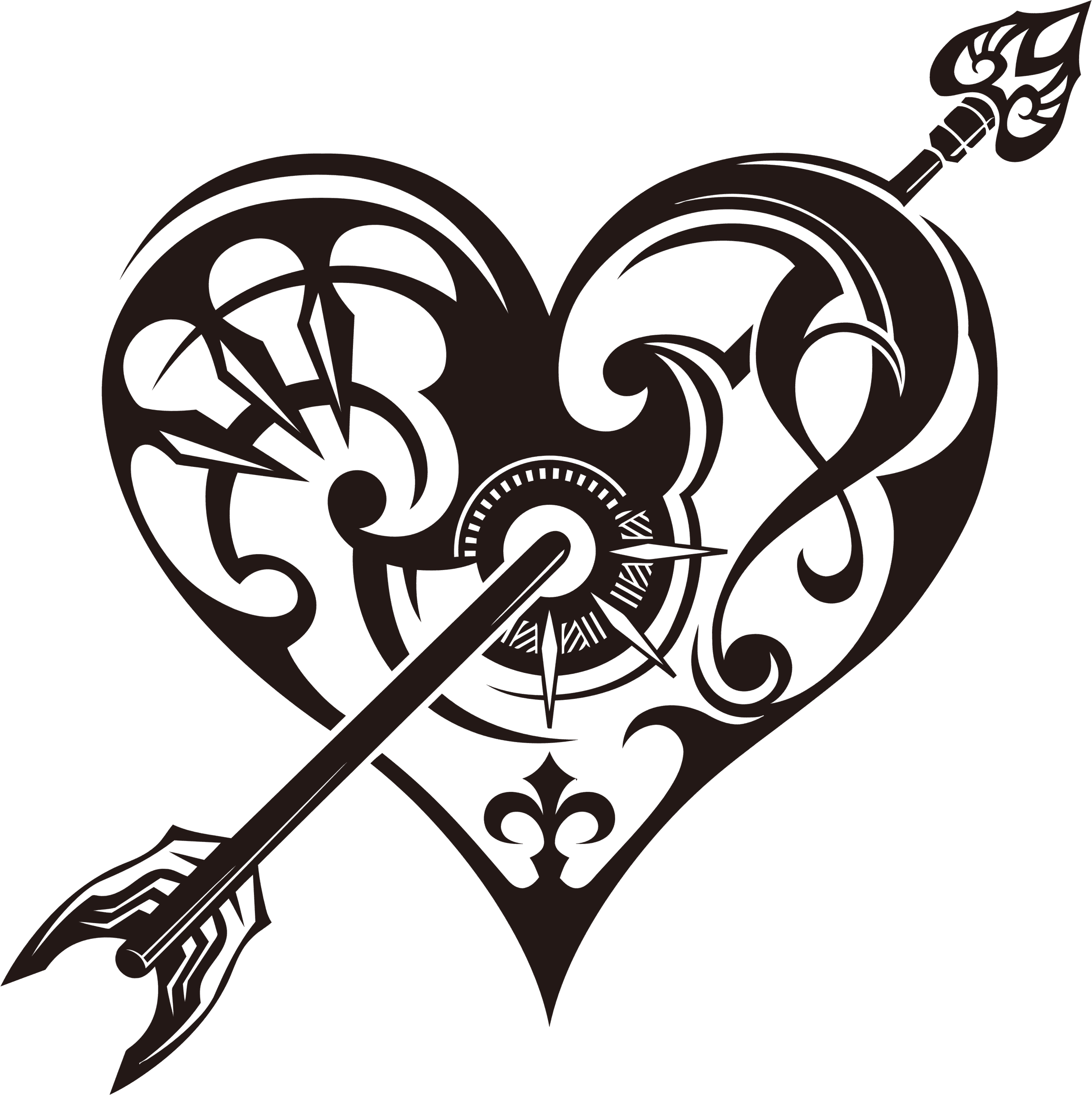 Tribal Heart With Arrow Clipart - Heart Tribal Tattoos Designs - Free Transparent PNG Clipart Images Download. - Transparent PNG Free Download | PNGio