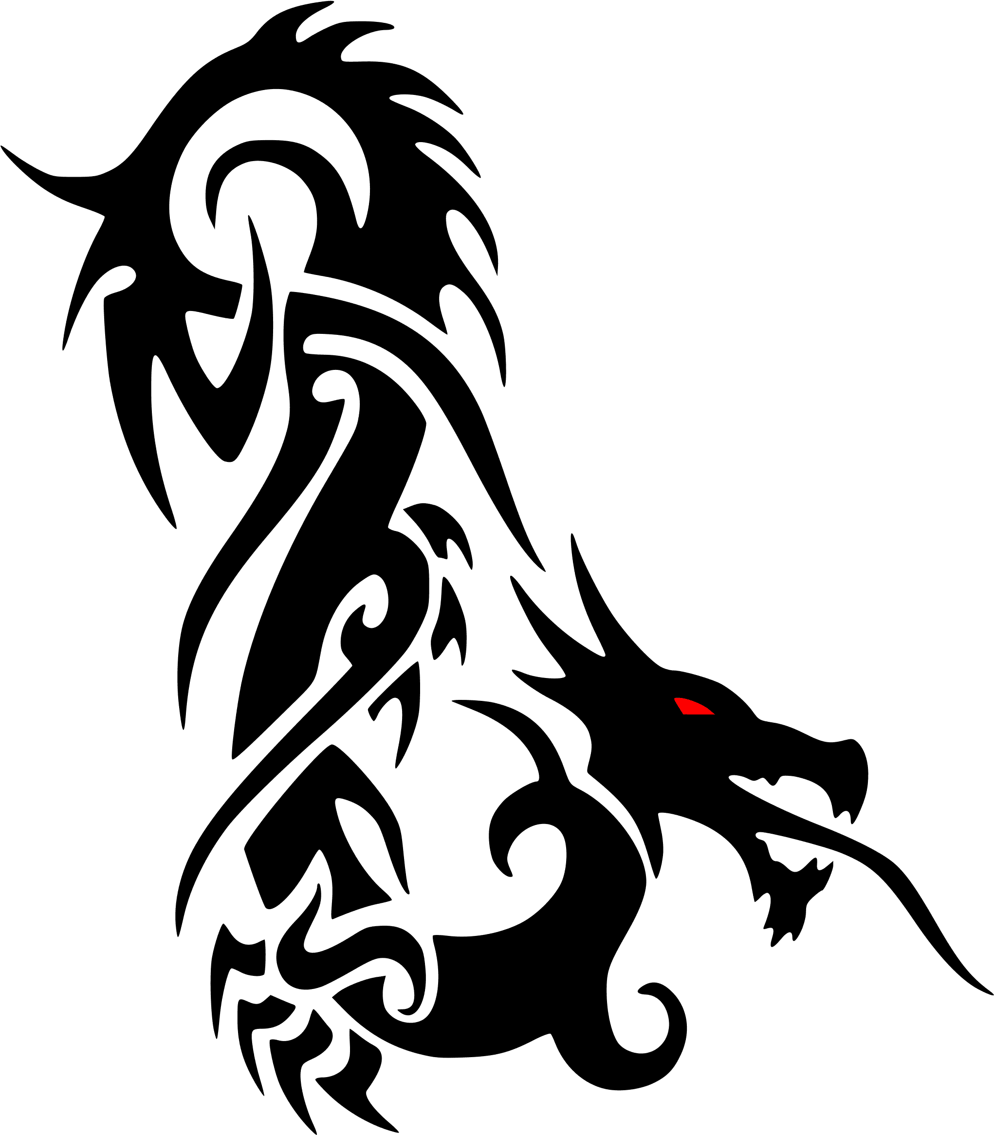 Clipart Dragon - Tattoo Dragon Black And Red Simple - Free Transparent PNG Clipart Images Download. - Transparent PNG Free Download | PNGio