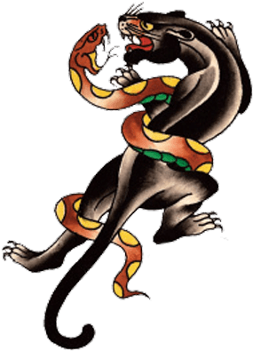 Panther Tattoos Designs- High Quality Photos And Flash - Black Panther And Snake Tattoo - Free Transparent PNG Clipart Images Download. - Transparent PNG Free Download | PNGio