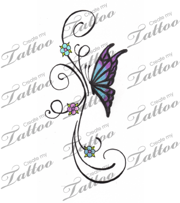 Marketplace Tattoo Little Butterfly And Flower Vine - Butterfly And Vine Tattoos - Free Transparent PNG Clipart Images Download. - Transparent PNG Free Download | PNGio