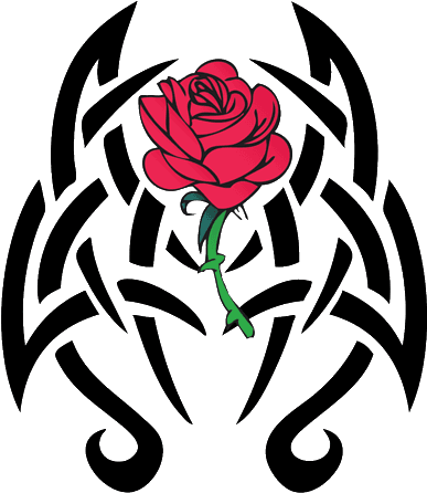 Beautiful Red Rose With Black Tribal Design Tattoo - Skull And Roses Tattoo - Free Transparent PNG Clipart Images Download. - Transparent PNG Free Download | PNGio