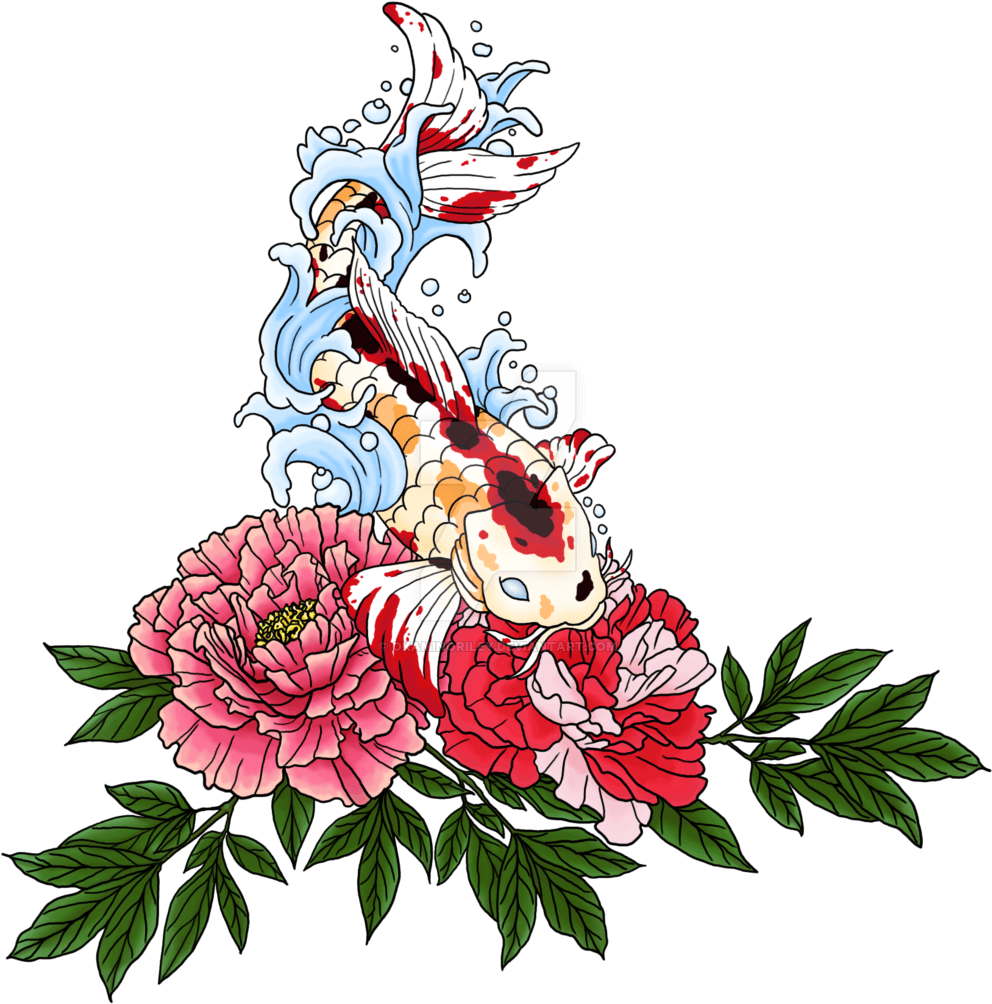 Koi Peony Tattoo - Koi And Peony Tattoo - Free Transparent PNG Clipart Images Download. - Transparent PNG Free Download | PNGio