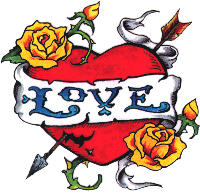 Traditional Rose Tattoo Flash Download - Love Tattoo Png - Free Transparent PNG Clipart Images Download. - Transparent PNG Free Download | PNGio