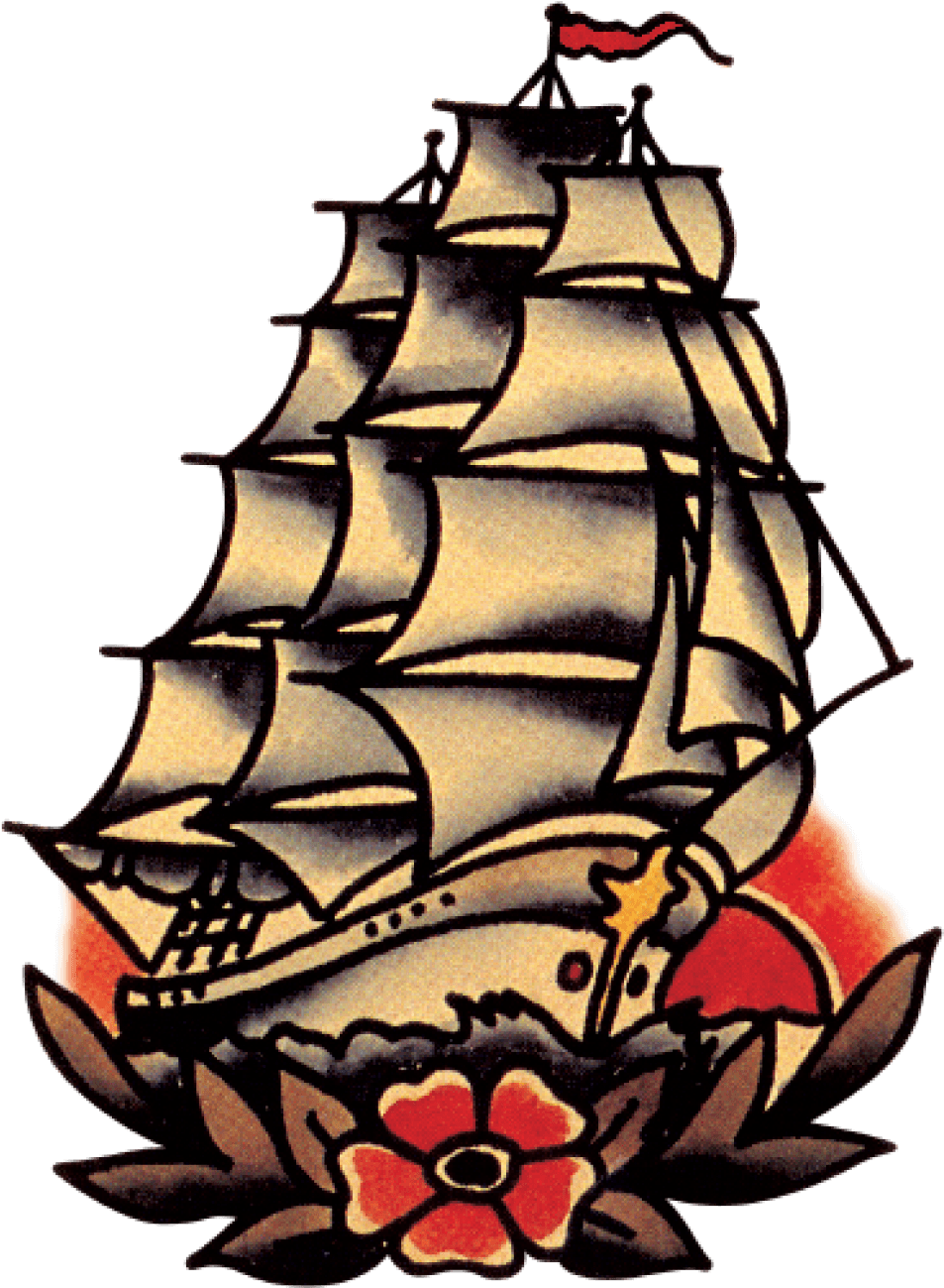 Traditional Old School Tattoos - Sailor Jerry Ship Tattoo - Free Transparent PNG Clipart Images Download. - Transparent PNG Free Download | PNGio