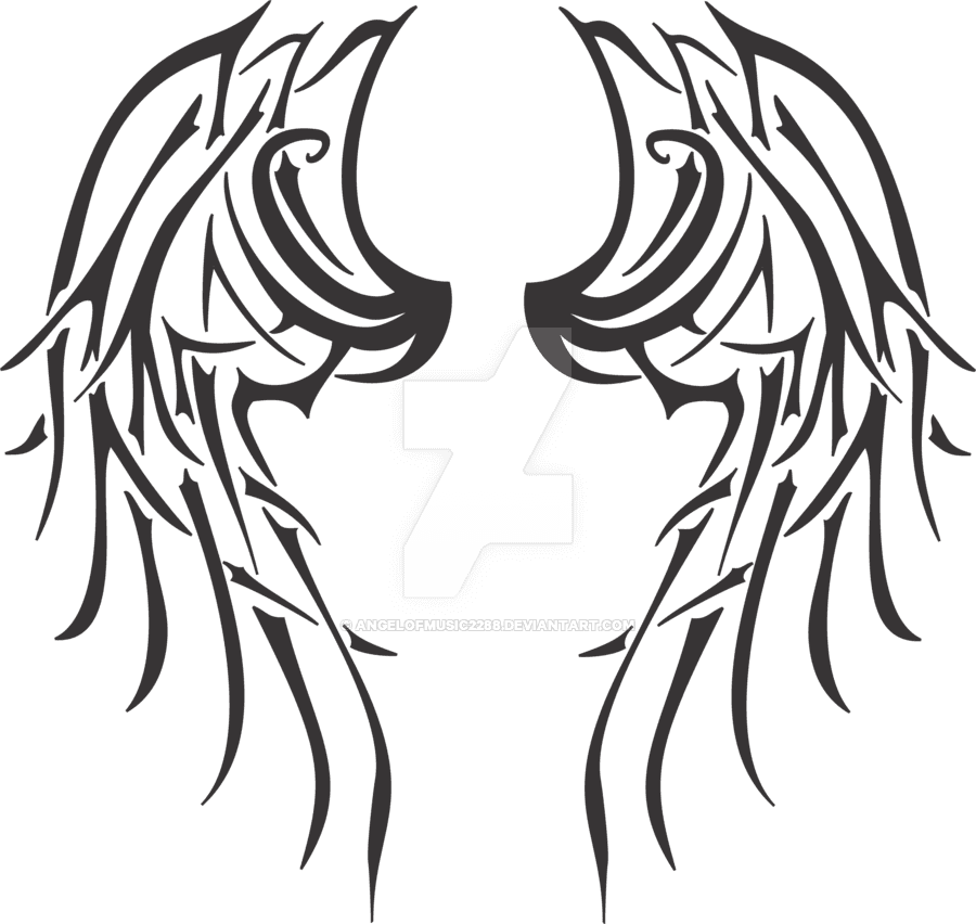 Tribal Angel Wings By Angelofmusic2288 On Deviantart - Tribal Angel Wing Tattoos - Free Transparent PNG Clipart Images Download. - Transparent PNG Free Download | PNGio