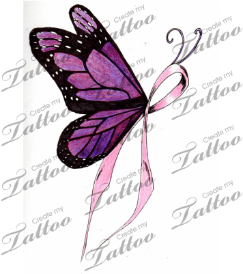 Ribbon Butterfly Cliparts - Butterfly Breast Cancer Tattoo Designs - Free Transparent PNG Clipart Images Download. - Transparent PNG Free Download | PNGio