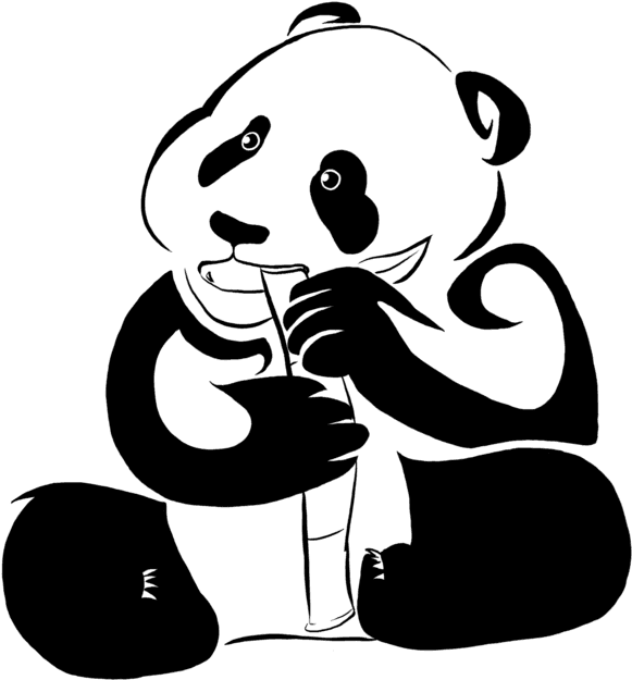 Panda Eating Bamboo Drawing - Tribal Tattoo Panda - Free Transparent PNG Clipart Images Download. - Transparent PNG Free Download | PNGio