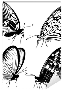 Set Black White Butterflies Of A Tattoo Wall Mural - Tattoo Butterflies - Free Transparent PNG Clipart Images Download. - Transparent PNG Free Download | PNGio
