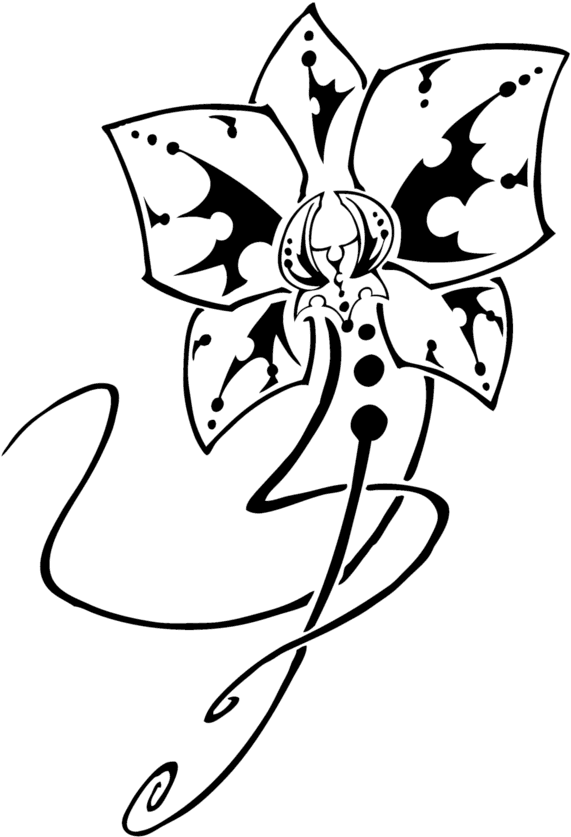 Orchid Tribal Image - Tribal Orchid Tattoo Designs - Free Transparent PNG Clipart Images Download. - Transparent PNG Free Download | PNGio