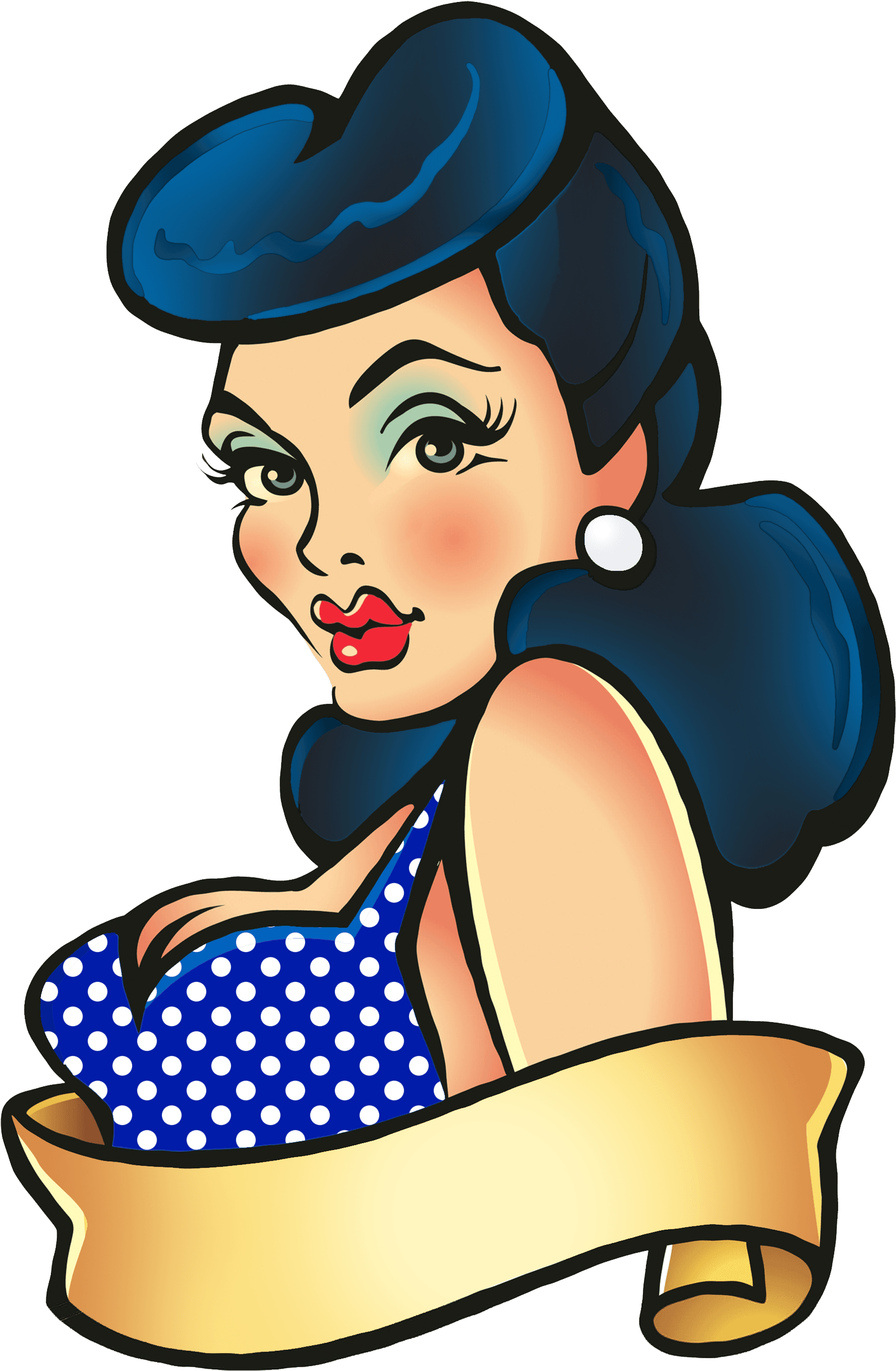 Black Hair Bettie Bang Paige Style Rockabilly Greaser - Pin Up Tattoo - Free Transparent PNG Clipart Images Download. - Transparent PNG Free Download | PNGio
