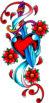 Wonderful Heart Dagger With Flowers Design - Flower Tattoo Designs Png - Free Transparent PNG Clipart Images Download. - Transparent PNG Free Download | PNGio