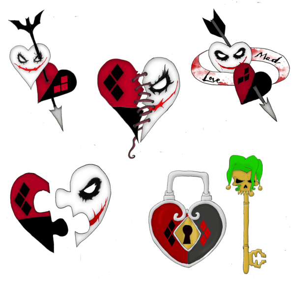 Mad Love Tattoo Design 2 By Little - His And Hers Harley And Joker Tattoos - Free Transparent PNG Clipart Images Download. - Transparent PNG Free Download | PNGio