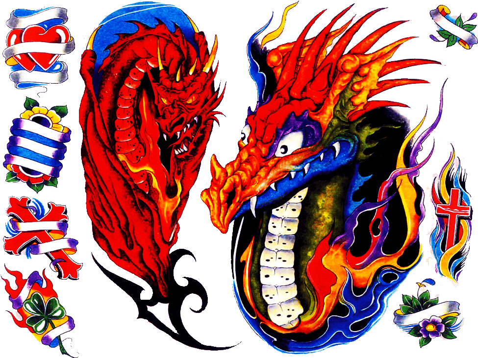 Sun And Stars,indian Faces,chinese Dragons,screaming - Gary Davis Tattoo Flash - Free Transparent PNG Clipart Images Download. - Transparent PNG Free Download | PNGio
