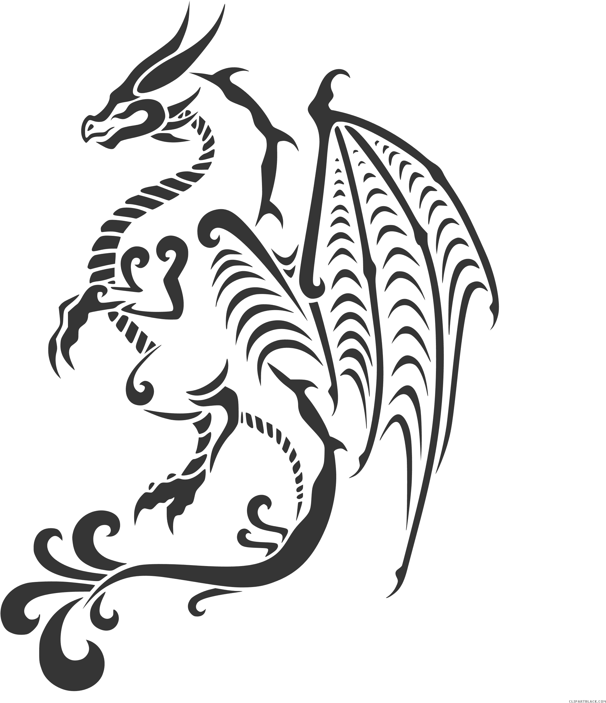 Dragon Tattoo Animal Free Black White Clipart Images - Clipart Tattoo - Free Transparent PNG Clipart Images Download. - Transparent PNG Free Download | PNGio