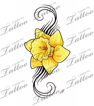 Flower Only W/different Scroll - Fallen Angel Wings Tattoo - Free Transparent PNG Clipart Images Download. - Transparent PNG Free Download | PNGio