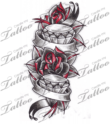 Rose Tattoo Clipart Banner - Tattoos With Roses With Banner - Free Transparent PNG Clipart Images Download. - Transparent PNG Free Download | PNGio