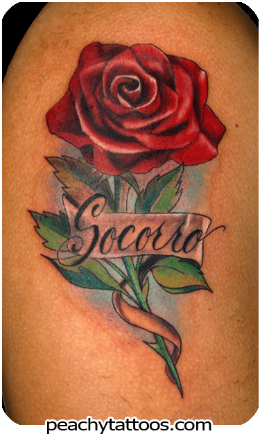 Faith And Mama Banner Nice Red Rose Old School Tattoo - Rose Tattoo Design With Name - Free Transparent PNG Clipart Images Download. - Transparent PNG Free Download | PNGio