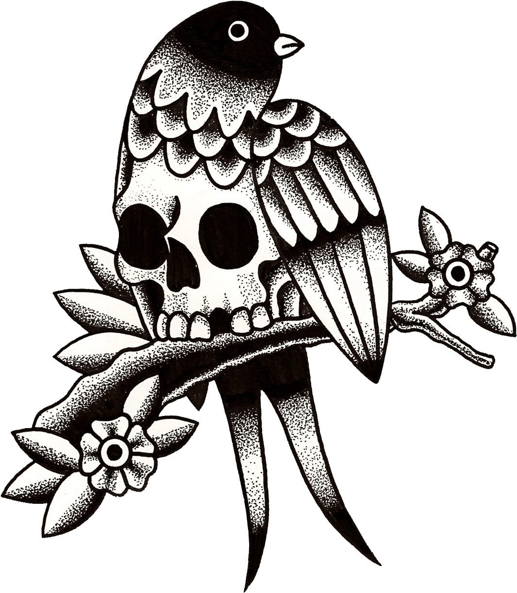 Kyler Martz Bird And Skull - Bird Skull Tattoo Flash - Free Transparent PNG Clipart Images Download. - Transparent PNG Free Download | PNGio