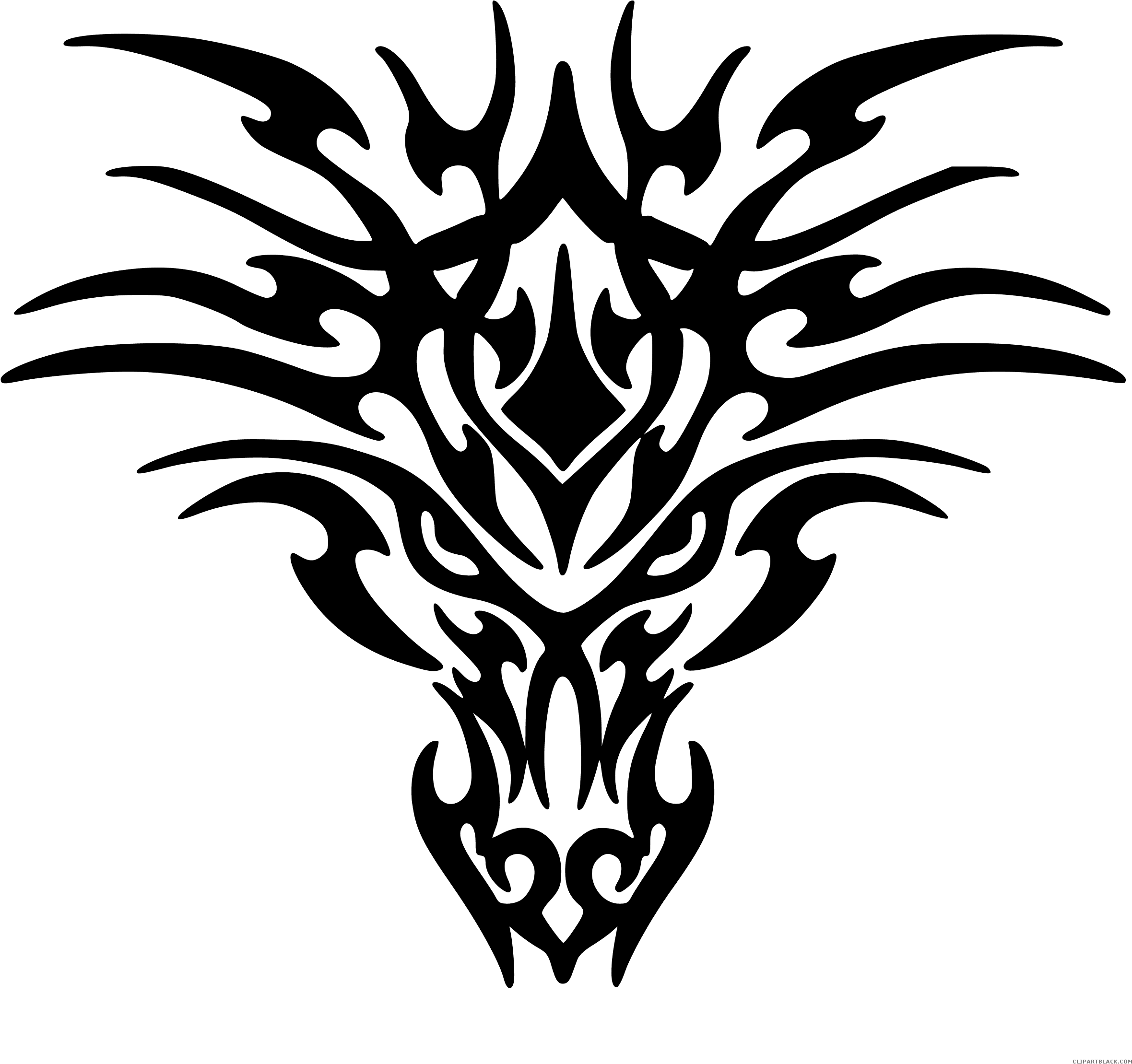 Dragon Tattoo Animal Free Black White Clipart Images - Tribal Dragon Head Tattoos - Free Transparent PNG Clipart Images Download. - Transparent PNG Free Download | PNGio