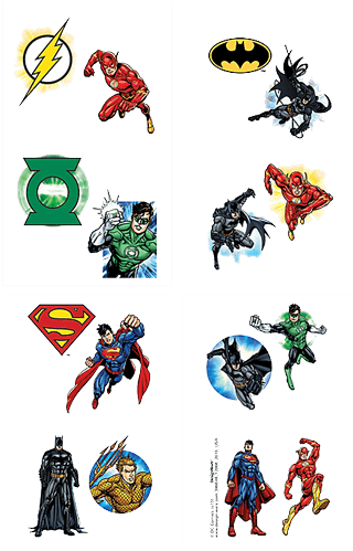 Justice League Party Tattoos - Justice League Tattoos - Set Of 16 Tattoos - Free Transparent PNG Clipart Images Download. - Transparent PNG Free Download | PNGio