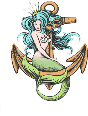 Beauty Blue Haired Siren Mermaid With Golden Crown - Vector Mermaid Tattoo - Free Transparent PNG Clipart Images Download. - Transparent PNG Free Download | PNGio