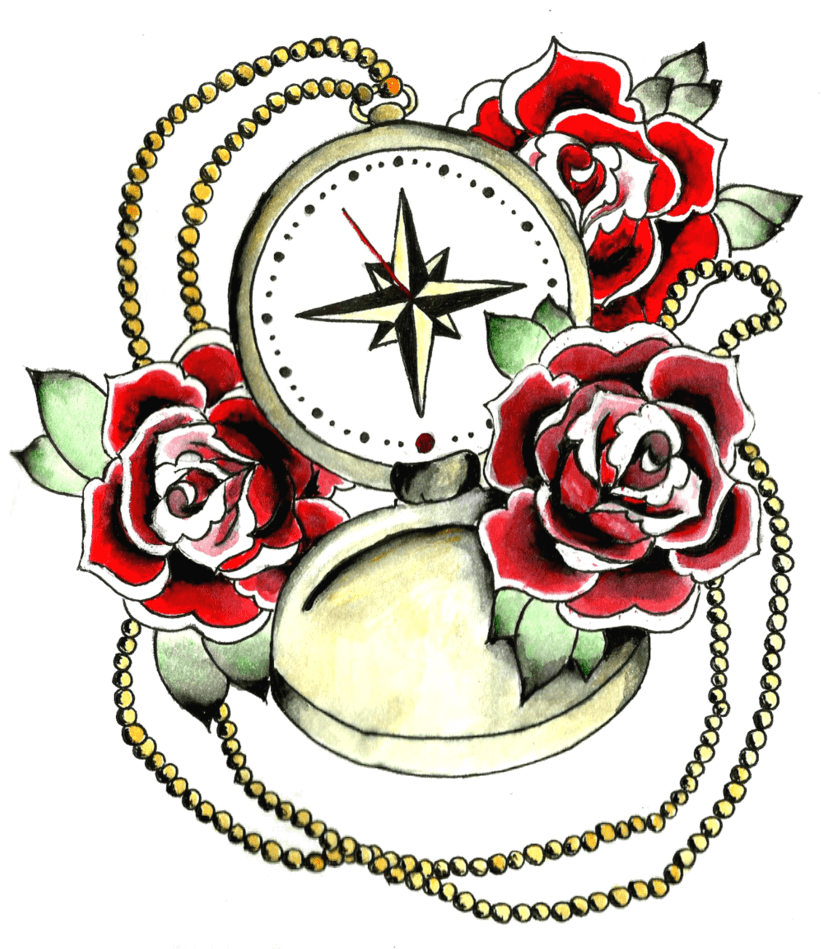 Compass Rose Tattoo Design By Azuresweet On Deviantart - Compass And Rose Tattoo Designs - Free Transparent PNG Clipart Images Download. - Transparent PNG Free Download | PNGio