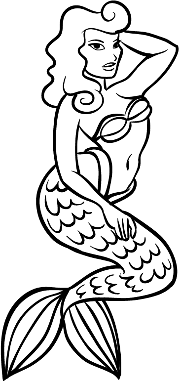 Mermaid Tattoo Outline Wall Sticker - Mermaid Tattoo Png - Free Transparent PNG Clipart Images Download. - Transparent PNG Free Download | PNGio