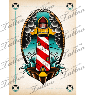 Lighthouse Tattoo Illustration Digital Art By Kaifa's - Lighthouse Tattoo Old School - Free Transparent PNG Clipart Images Download. - Transparent PNG Free Download | PNGio