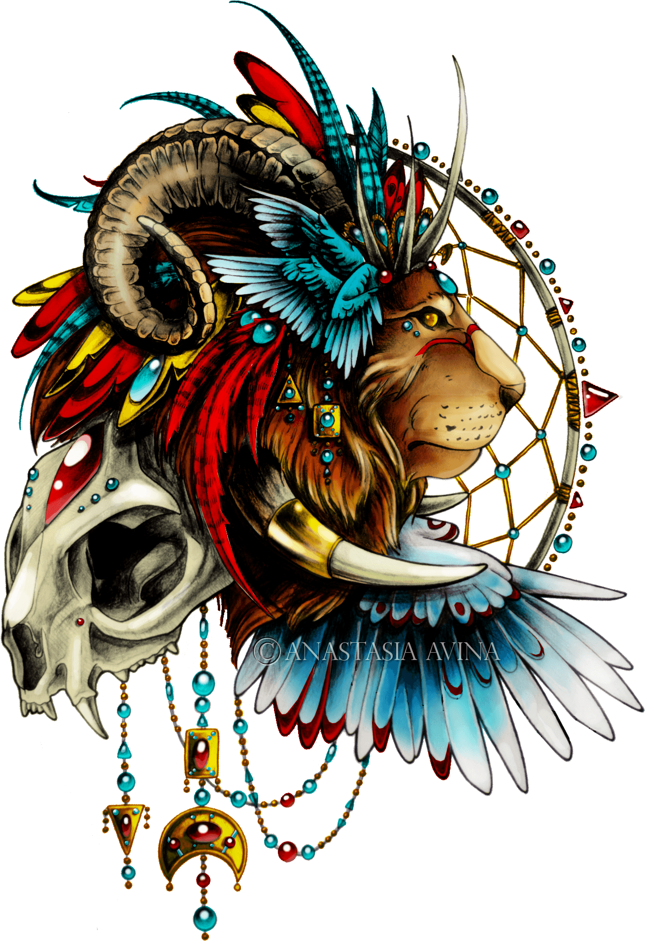 Anastasiya Avina - Psychedelic Lion Tattoo - Free Transparent PNG Clipart Images Download. - Transparent PNG Free Download | PNGio