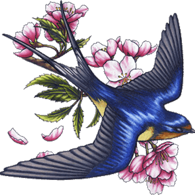 Golondrina - Swallow Tattoo With Flowers - Free Transparent PNG Clipart Images Download. - Transparent PNG Free Download | PNGio