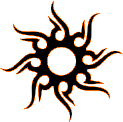 Red Outline Black Tribal Sun Tattoo Design - David Star 8 Points - Free Transparent PNG Clipart Images Download. - Transparent PNG Free Download | PNGio