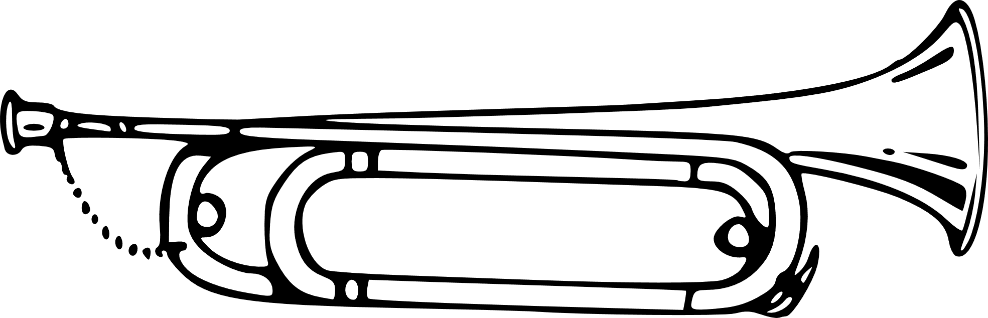Bugle 29 Black White Line Art Tatoo Tattoo - Music Instrument Line Art - Free Transparent PNG Clipart Images Download. - Transparent PNG Free Download | PNGio