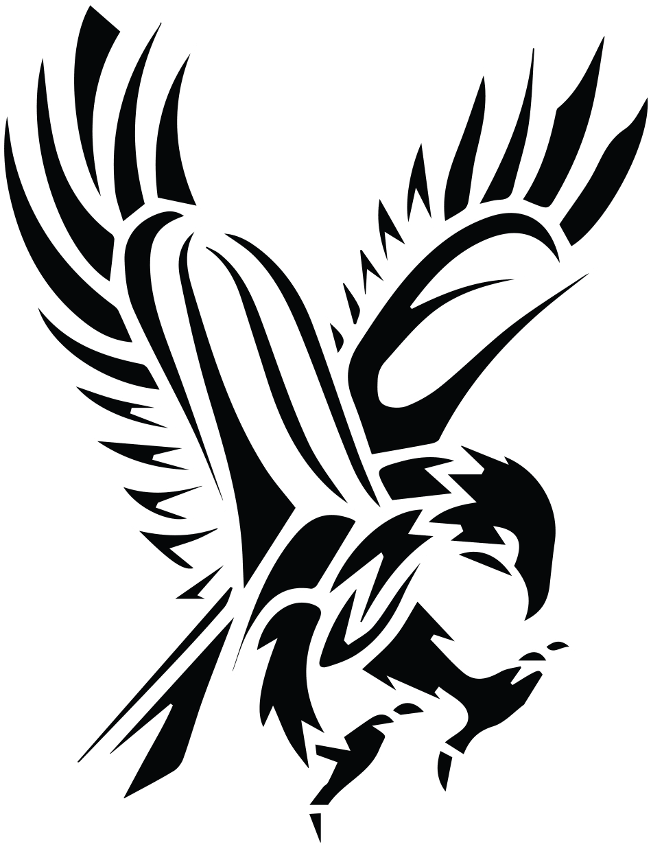 Black Tribal Flying Hawk Tattoo Stencil - North Dakota Fighting Hawks - Free Transparent PNG Clipart Images Download. - Transparent PNG Free Download | PNGio