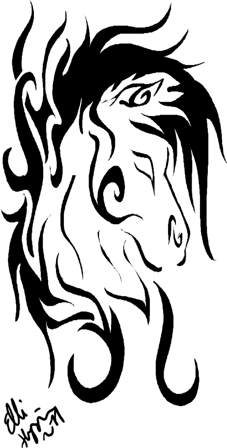 Horse Tribal Tattoo By Greeneco94 On Clipart Library - Art - Free Transparent PNG Clipart Images Download. - Transparent PNG Free Download | PNGio