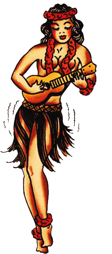 Sailor Jerry, Vintage Tattoo, Designs, Hula Girl, Ukulele, - Hawaiian Pin Up Girl - Free Transparent PNG Clipart Images Download. - Transparent PNG Free Download | PNGio