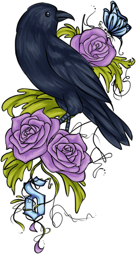 Crow And Roses Tattoo - Drawing - Free Transparent PNG Clipart Images Download. - Transparent PNG Free Download | PNGio