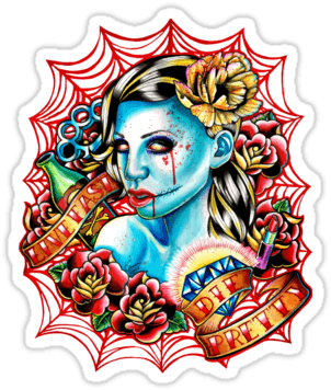 Traditional Zombie Girl With Roses Ans Banners On Net - Pendentif Bronze Cabochon - Gothic Wife ( 223 ) - Free Transparent PNG Clipart Images Download. - Transparent PNG Free Download | PNGio