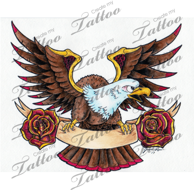 Marketplace Tattoo Old School Eagle Tattoo Design - Drawing - Free Transparent PNG Clipart Images Download. - Transparent PNG Free Download | PNGio