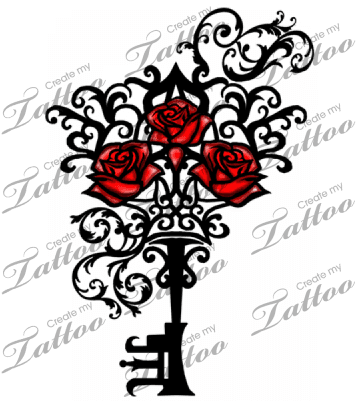 Marketplace Tattoo Filigree Antique Key W/roses - You And Me Forever - Free Transparent PNG Clipart Images Download. - Transparent PNG Free Download | PNGio